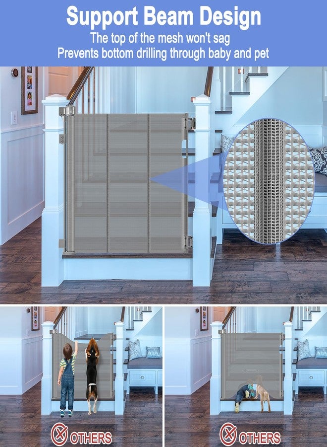بيترتك بوابة حيوانات أليفة قابلة للسحب ومعززة للسلالم، بوابات أطفال قابلة للسحب بطول 55 بوصة للمداخل، بوابات سلالم قابلة للسحب للأطفال أو الحيوانات الأليفة، بوابة قابلة للسحب لعمود الدرج، الدرابزين، الدرج، الممر، المسند - Image 5